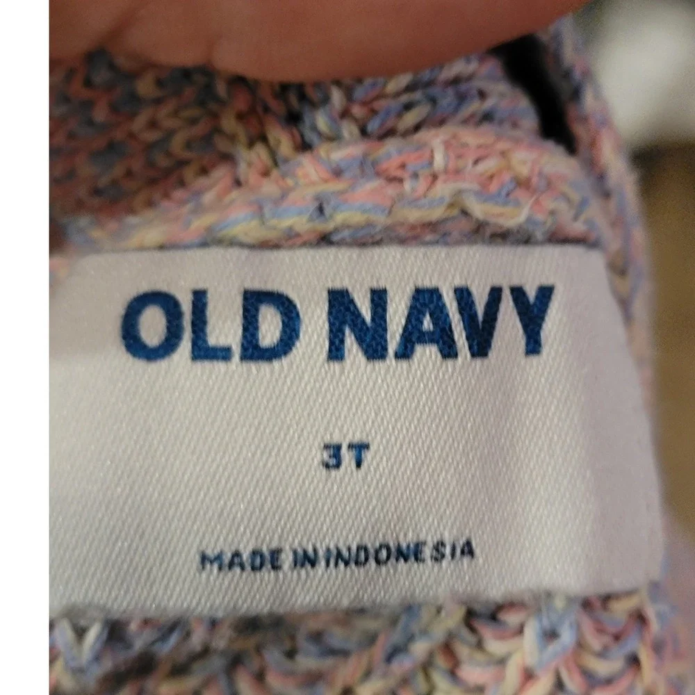 Old Navy‎ Girls 3T Pastel Marl Knit Cardigan Sweater Button Front Balloon Sleeve